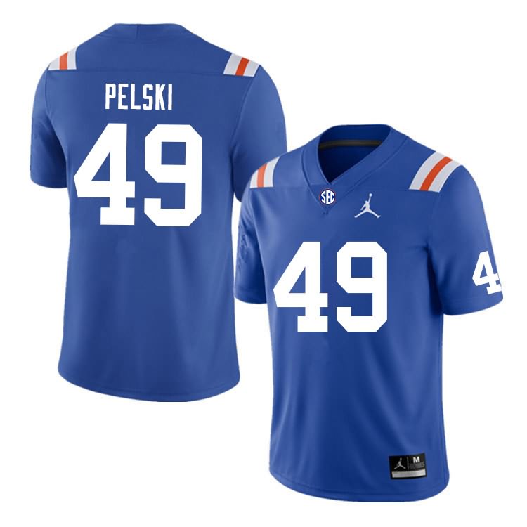 NCAA Florida Gators Preston Pelski Men's #49 Nike Blue Throwback Stitched Authentic College Football Jersey XOZ4664FA
